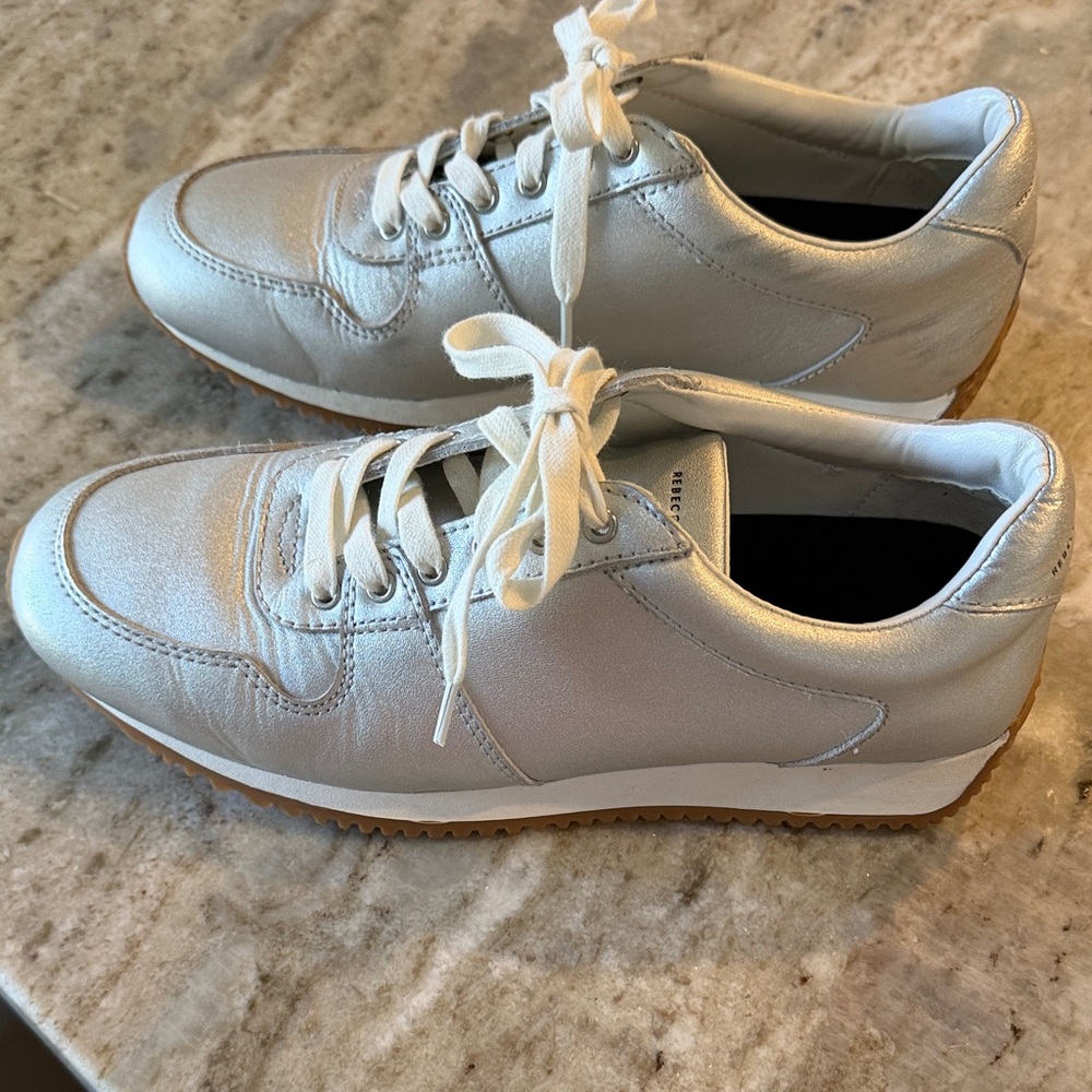 Rebecca Minkoff Silver Metallic Lace-Up Sneakers